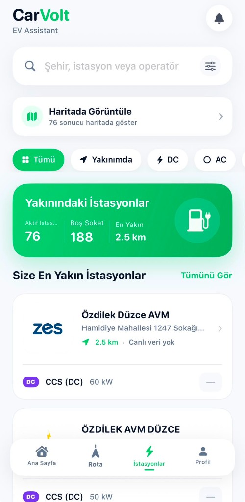 Yakındaki istasyonlar listesi